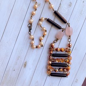 Rose quartz fresh water pearl necklace